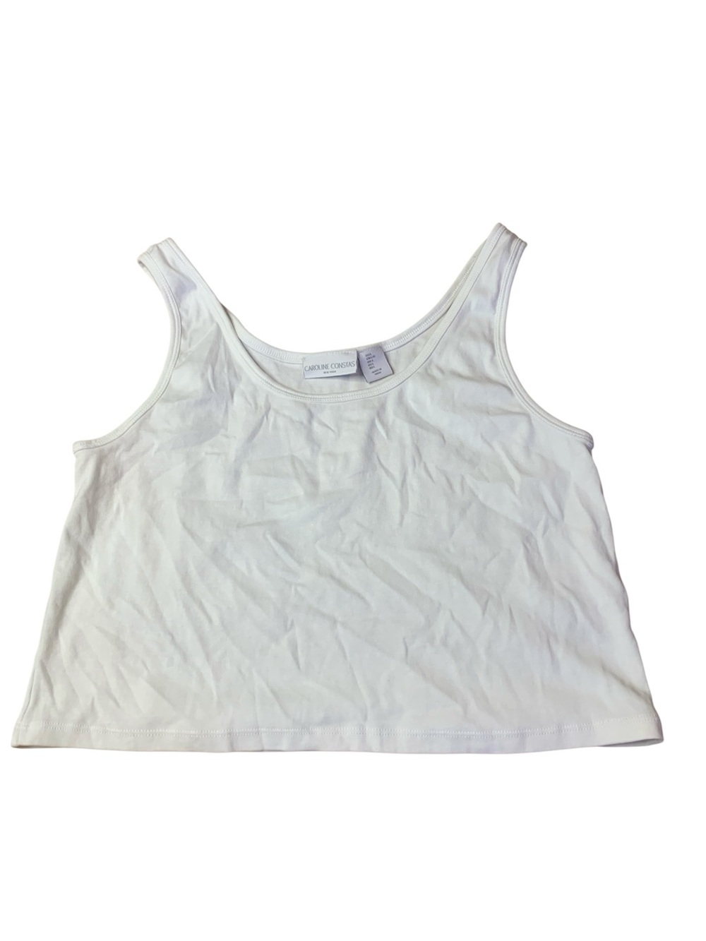 Caroline Constas White Crop Tank Top Scoop Neck Size L